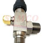 Carrier 5H, Double Branch Angle Service Valve, (3/8 NPT x 3/8SAE x 1/4" SAE -FLARE), P32TA-150
